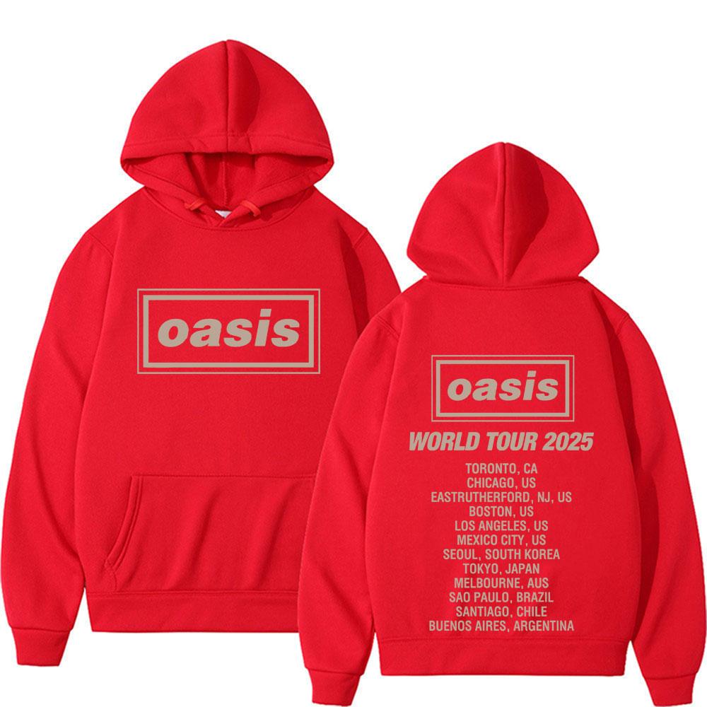 Rock Band O-Oasis World Tour 2025 Double Sided Graphics Hoodies Men's 90s Vintage Hip Hop Pop Music Hoodie Oversized Sweatshirts