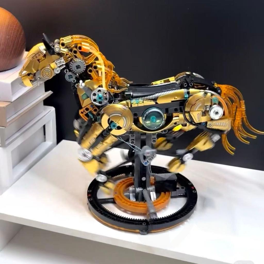 Mechanical Horse Building Block Set, 3D Assembled Robot Horse Model, Home Desktop Decoration Gift, Perfect Gift For Christmas, Halloween, Valentine'S