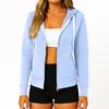 Women's Fashionable Solid Color Long Sleeved Hooded Pocket Zipper Casual Sweatshirt Jacket