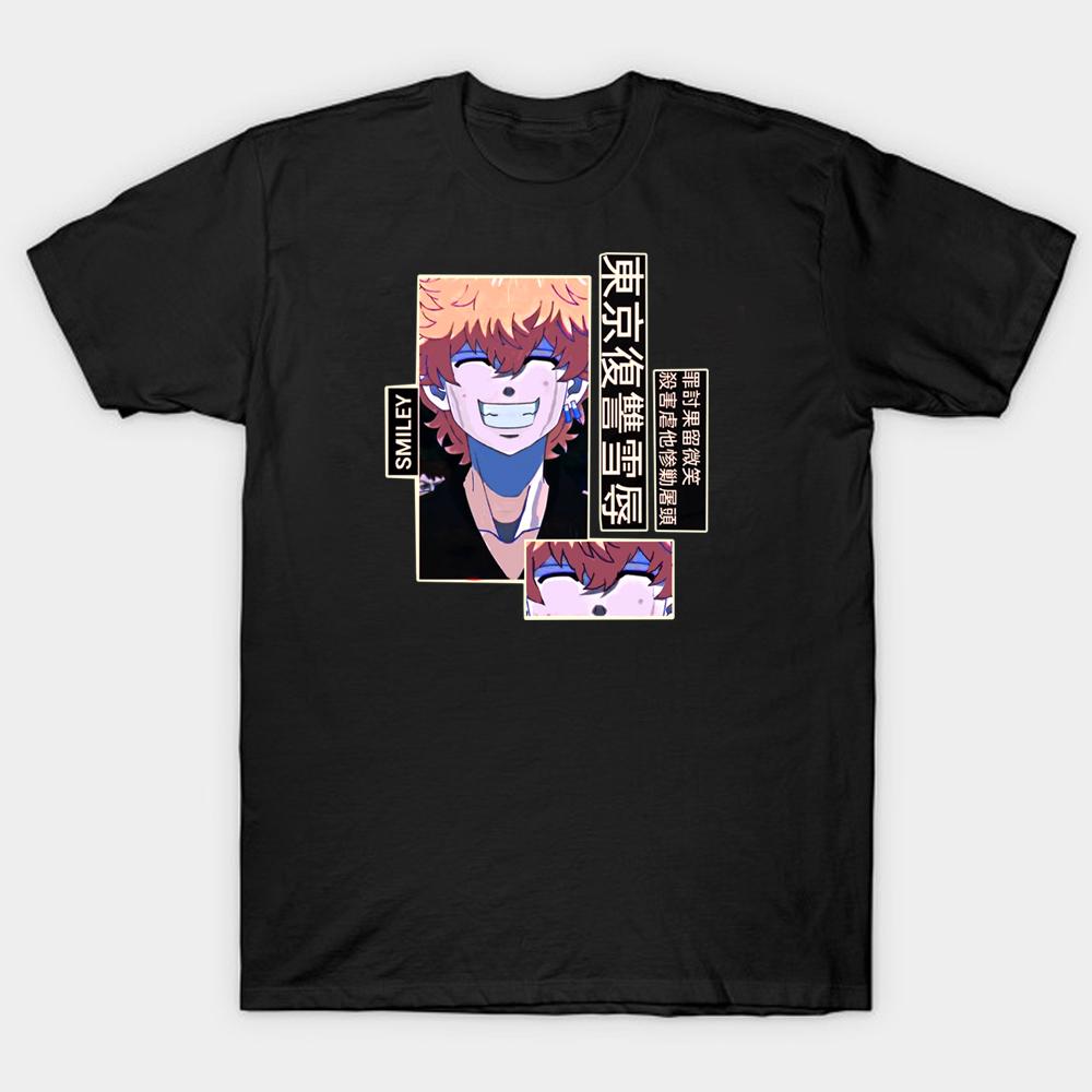 

Кавата Нахоя футболка с короткими рукавами «Токио Мстители» унисекс Harajuku аниме смайлик мужская женская футболка с круглым вырезом M чёрный