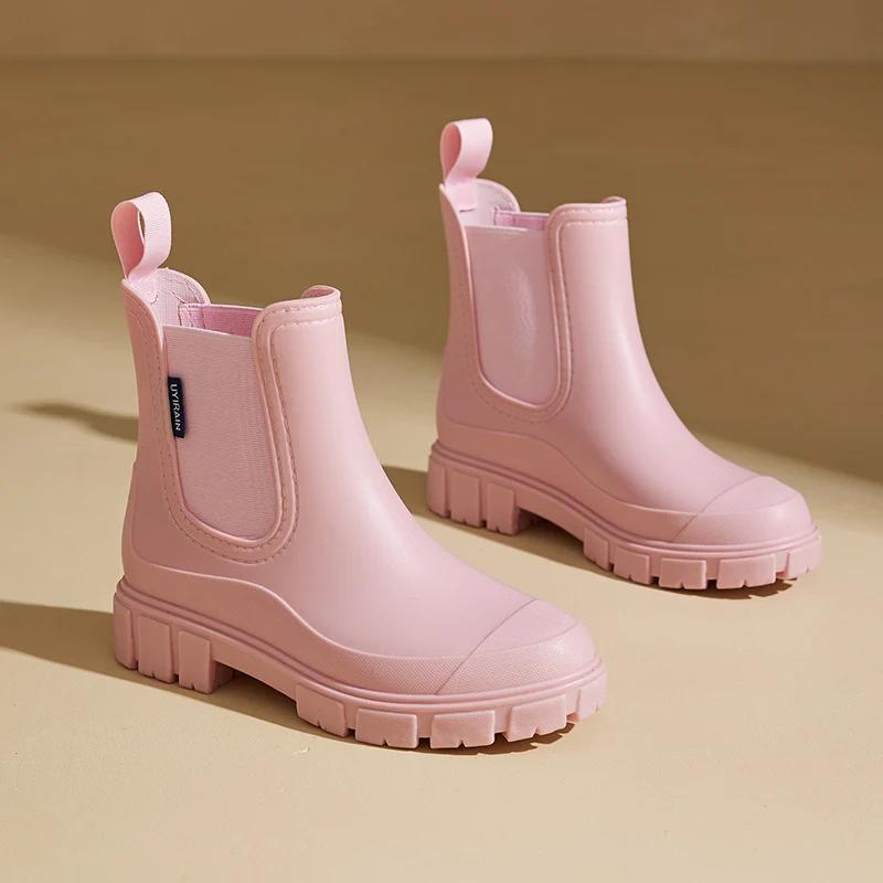 Fashion Women's Outdoor Waterproof Short-cylinder Rain Shoes Stylish Style for Outdoor Wear  Water Shoes Rain Boots Galoshes  Waterpr