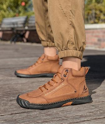 Men Casual Boots Comfortable NonSlip Men'S Hand Stitched Shoes Plus Size Soft Ankle Outdoor Non Slip Wear High Quality Material for Durability