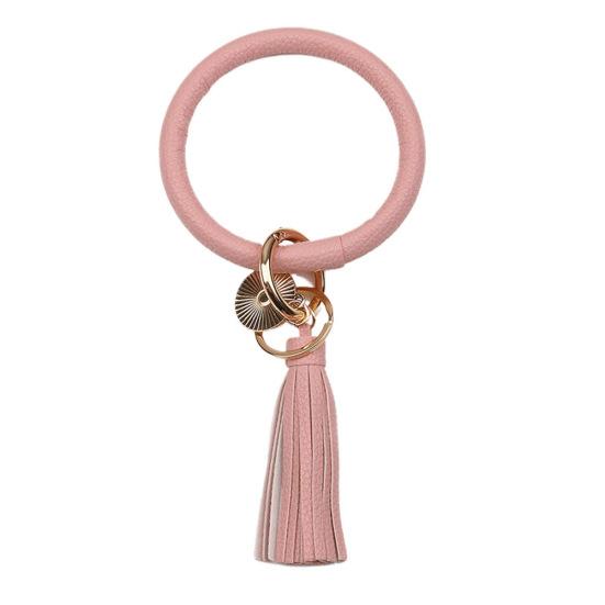 

Модный женский браслет с кисточками из искусственной кожи, брелок для ключей, держатель, подарок розовый