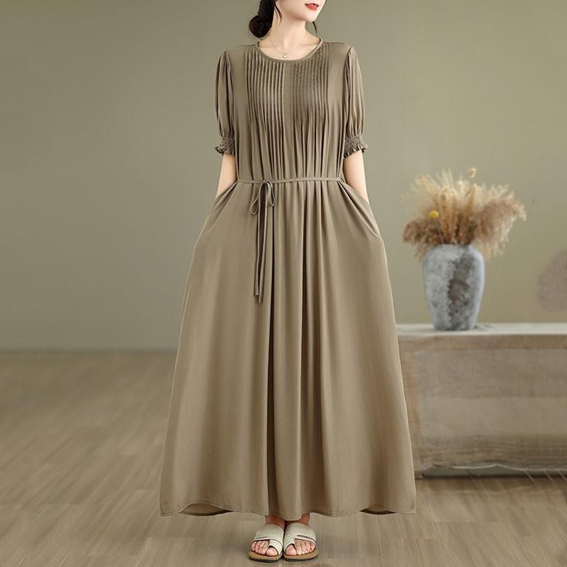 

Платья винтажные больших размеров с коротким рукавом, новинки, для женщин, повседневные, свободные, макси, длинные, летние