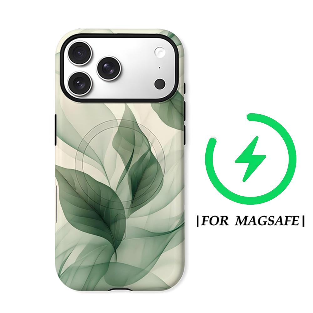 Transparent Green Leaves Phone Case for IPhone 17AIR 16E 16 15 14 13 12 11 17 Pro Max Plus Double-layer Back Cover