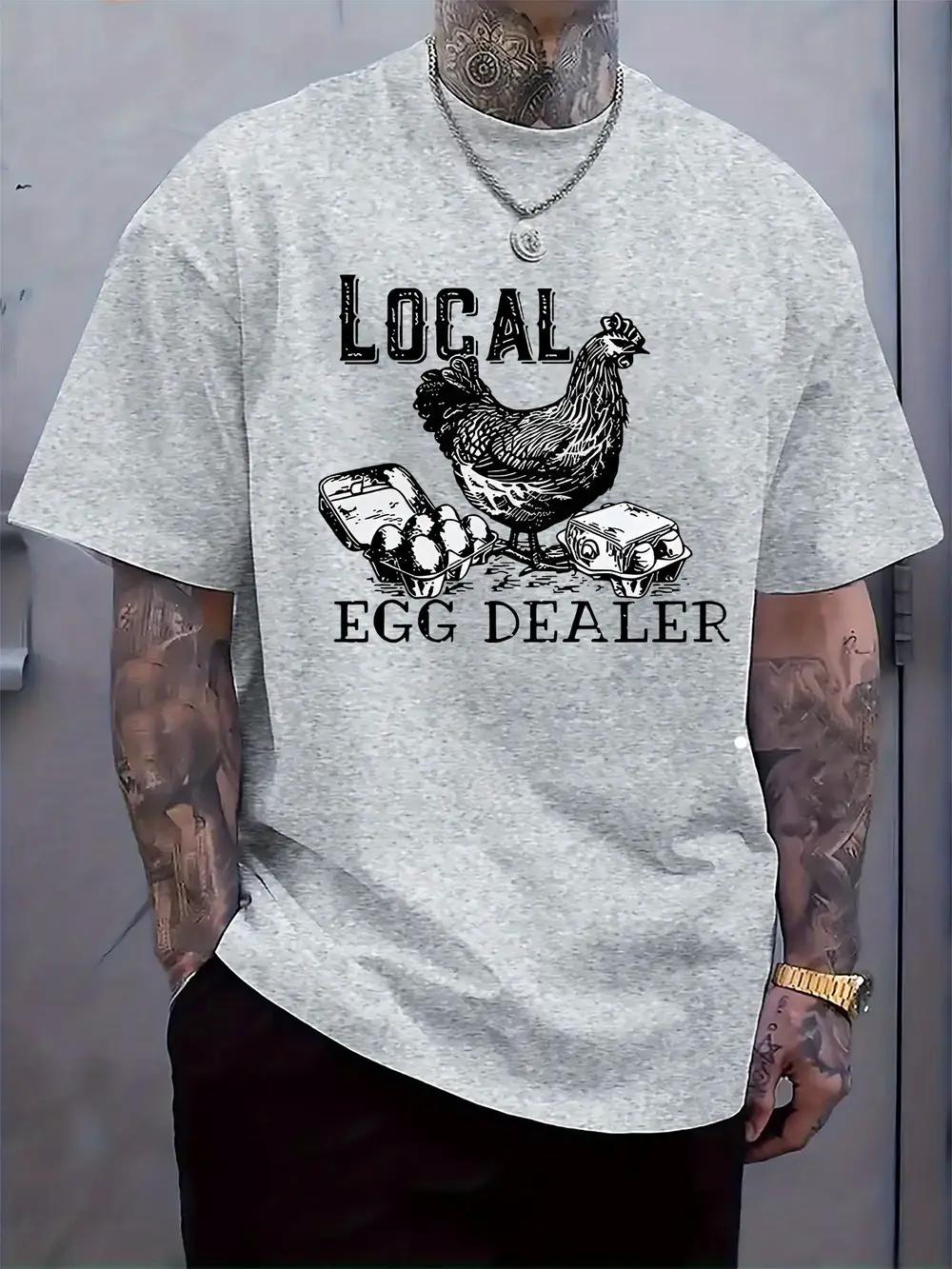 [Lightweight Design]  Local Egg Dealer  Graphic T-shirt - Casual Round Neck XXXXL