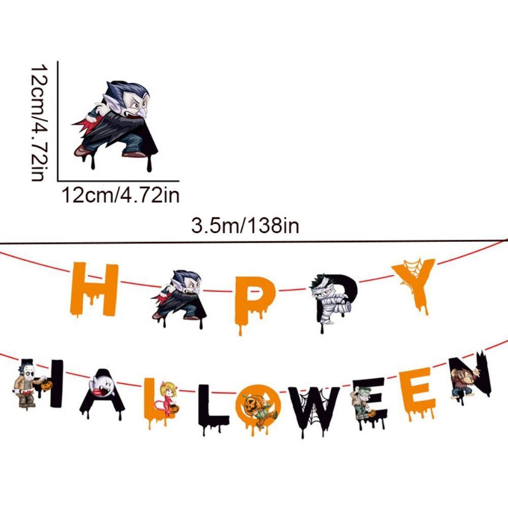 Decorative Happy Halloween Paper Banner Hanging Pumpkin Letter Flag  Haunted House