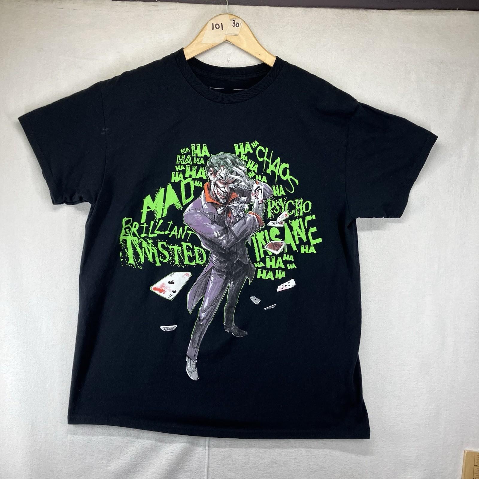DC Men s T-Shirt Twisted Joker Black Size Med Batman Soft Stretch Graphic Print 4XL