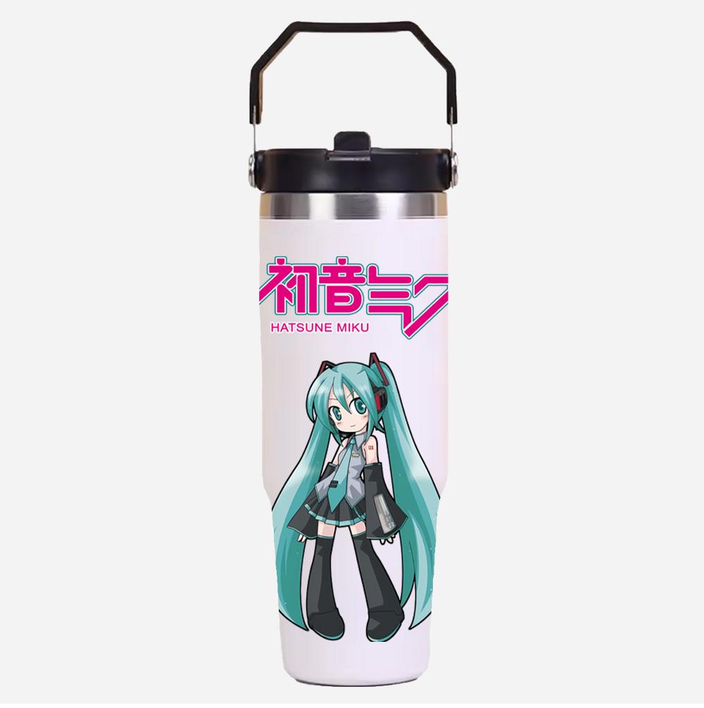 Tazza termica in acciaio inossidabile da 30 oz, stampa Anime Hatsune Miku, colore solido semplice, tazza per acqua, isolamento termico, tazza fredda per ghiaccio, regalo per bambini