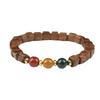 Tricolor Black Pear Sandalwood Cube Bead Bracelet with Ethnic Style