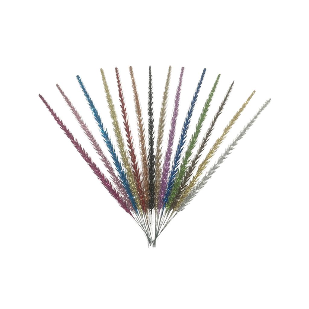 Christmas Gold Glitter Leaf Festive Decor Colorful Stick Tinsel Plastic Small Branch