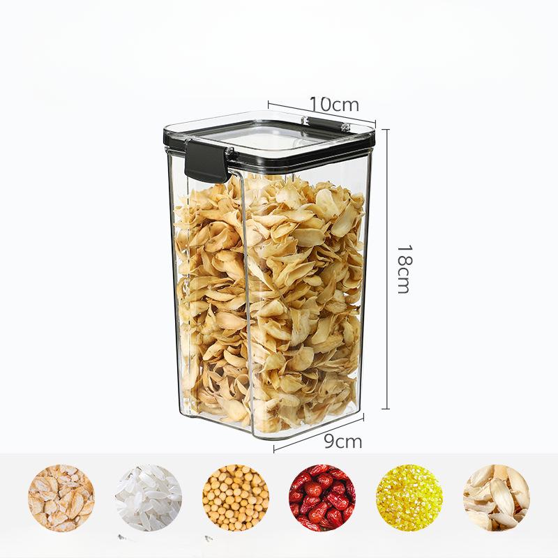Square Transparent Storage Tanks for Grains and Cereals Kitchen Food and Snack Storage