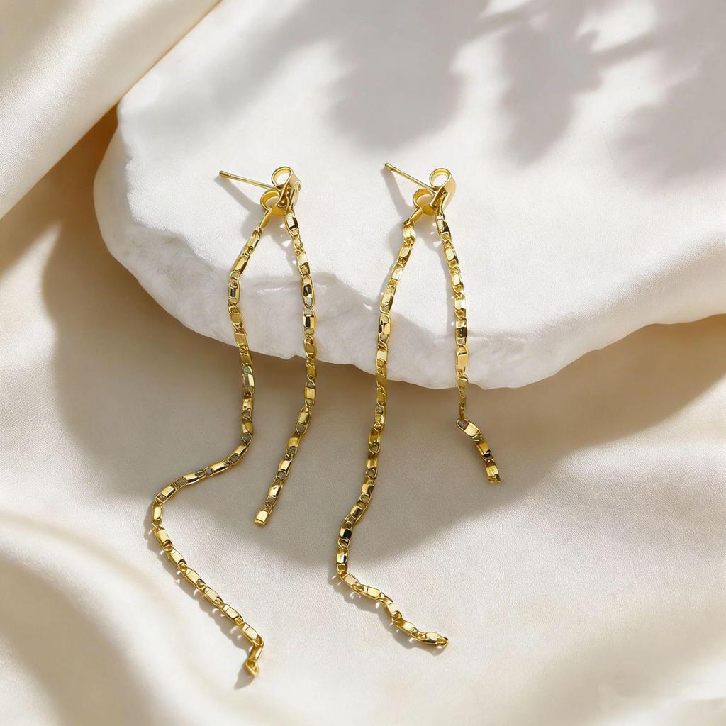 European & American Style Long Chain Tassel Earrings - Unique Fashion Design for Women