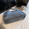 Large Capacity Tote Bag Women's Commuter Denim Shoulder Bag Chains Bag