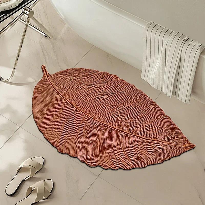 Special-shaped Leaf Diatom Mud, Dirt-resistant and Non-slip Bathtub Quick-drying Floor Mat At the Door of the Bathroom