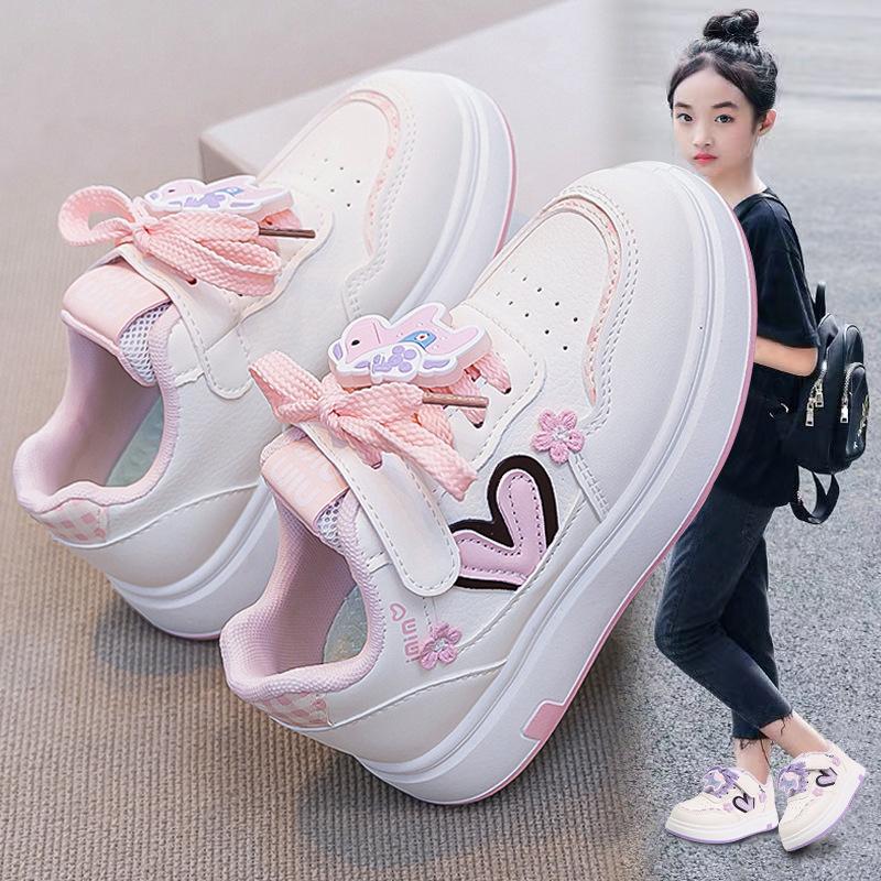 Girls Spring Thin White Sneakers Lightweight Soft Sole Slip Resistant Casual Shoes for Big Kids