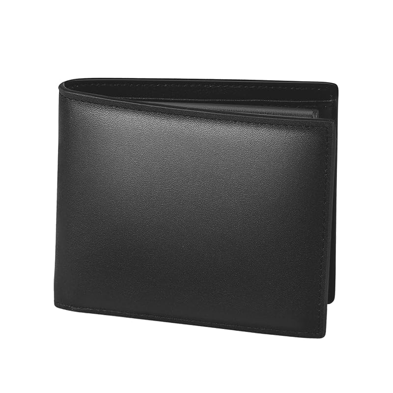 

[Eterglam] [Etergram] men s wallet bifold genuine leather Fashionable business wallet billfold With coin purse male (Black (outside) - Black (inside))