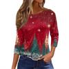 Women's T Shirt Christmas Print 3/4 Sleeve Daily Weekend Fashion Basic Round Neck Regular Top