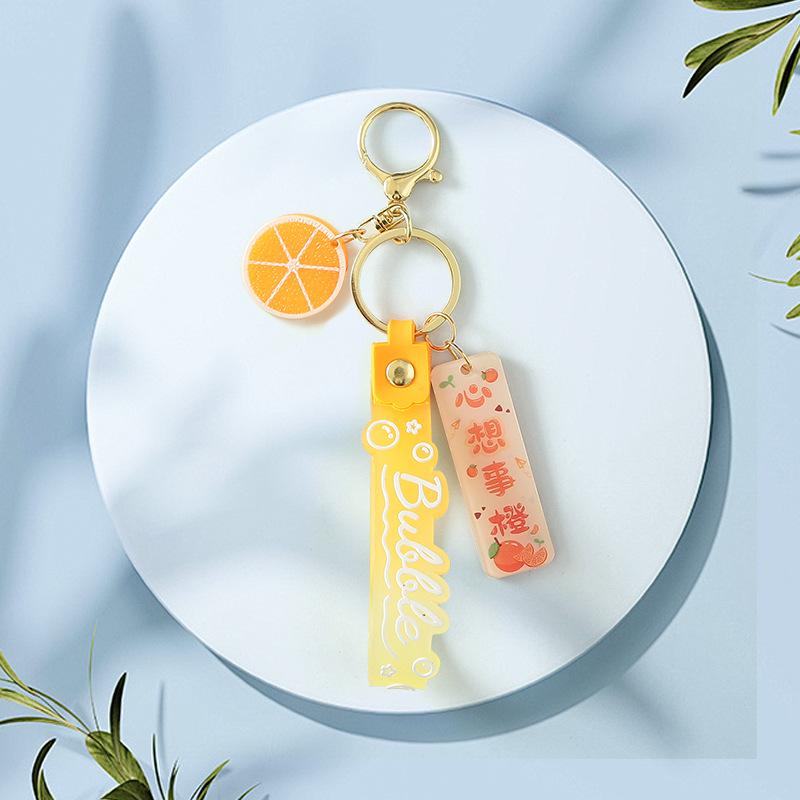 Translucent Wish Bracelet with Fruit Pendant and Versatile PVC Keychain Lanyard