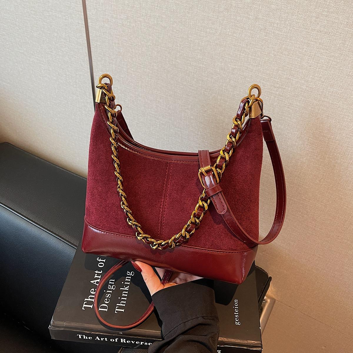 

Fashion retro bag women s commuter versatile messenger bag autumn and winter shoulder armpit bag бордовый