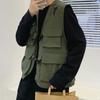 Multi Pockets Buckles Closure Tooling Vest Solid Color Sleeveless Thin Outdoor Cargo Waistcoat for Fishing