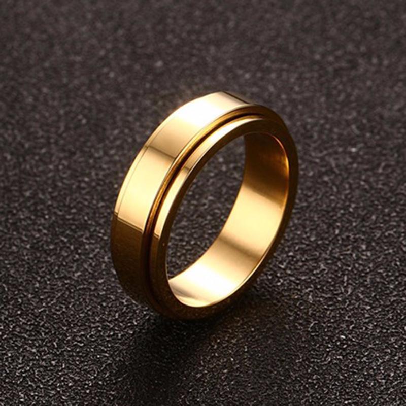 Vnox 8mm Drehbarer Basisring für Herren Schwarz Edelstahl Lässig Männlich Anel Stilvoll Punk Spinner Allianz Schmuck