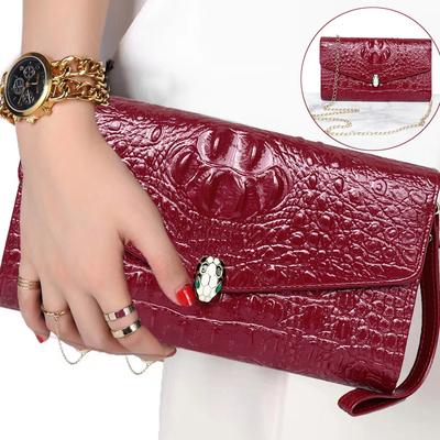 Fashion Large Capacity Clutches Women Crocodile Pattern Shoulder Bag Commuter Snakehead Decor Clutch Bags Lady Envelope Handbags