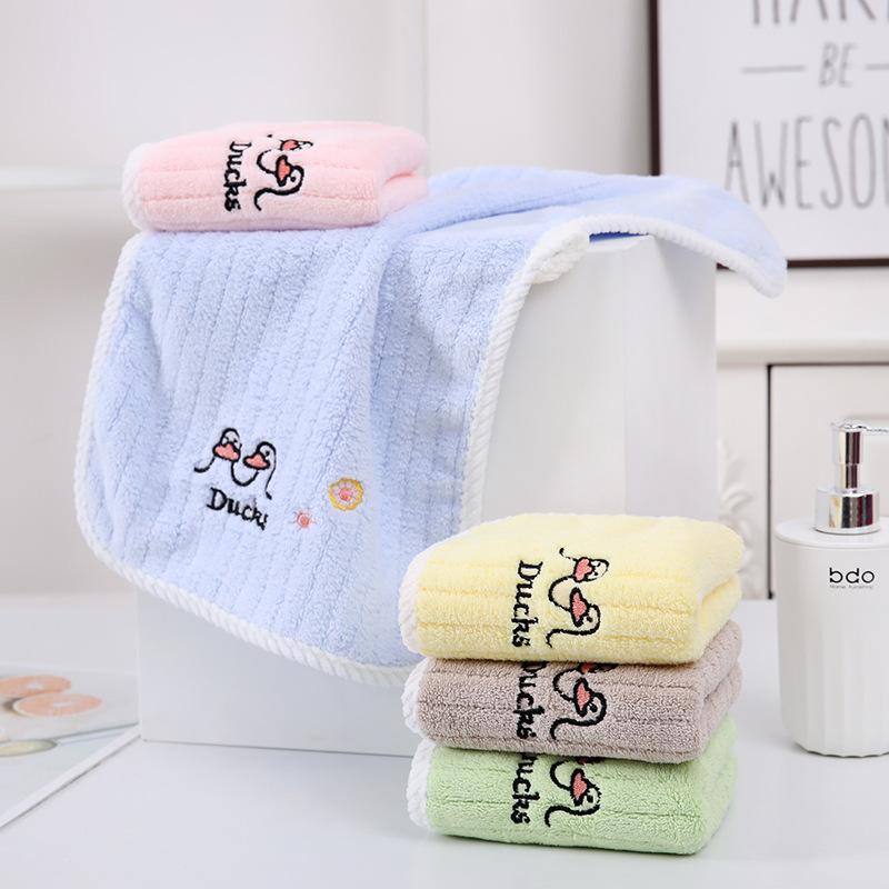 Cartoon Children's Face Towel Soft Absorbent Coral Fleece Embroidered Hair Home School Students Foreign Trade