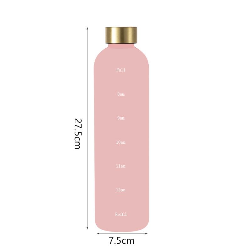 1000ml Plastikowy Kubek Kosmiczny Duża Pojemność Przezroczysty Matowy Kubek na Wodę Miedziana Pokrywka Sportowa Butelka na Wodę Z Znacznikiem Czasu Dla Ucznia