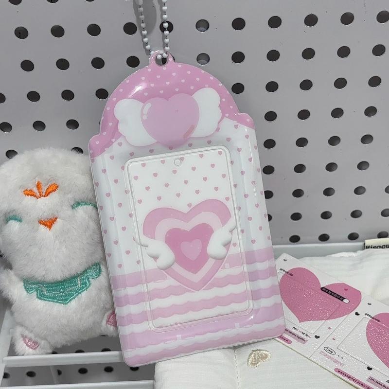 Kawaii Kanin PVC Fotoram för 3 tums Kpop Idol Kort Hållare Polaroid Fotokort Fickor ID-kort Skyddsfodral Väska Hänge