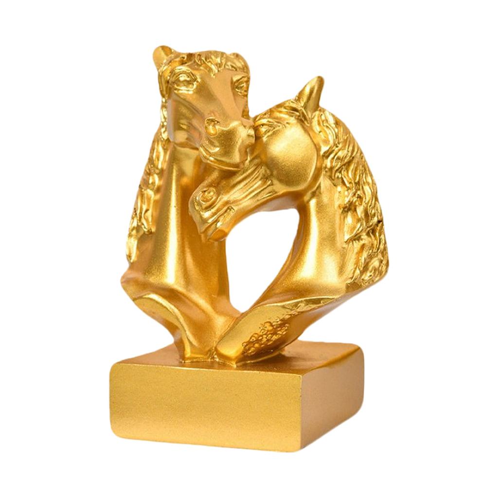 Couples Horse Figurines Horses Head Statue Paperweight Animal Sculptures Ornament for Home Office Desktop Decorations