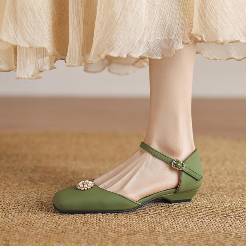 

Summer women s flat-soled sandals bag heel flat-soled sandals women s round head large-size shoes Korean version women s shoes solid color new sof 43 (customized non-return and exchange) зелёный