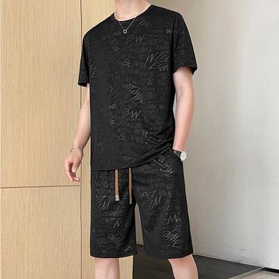 Set Sport Casual de Vară la Modă pentru Bărbați - Tricou cu Mânecă Scurtă & Pantaloni Scurți, Ținută din Două Piese