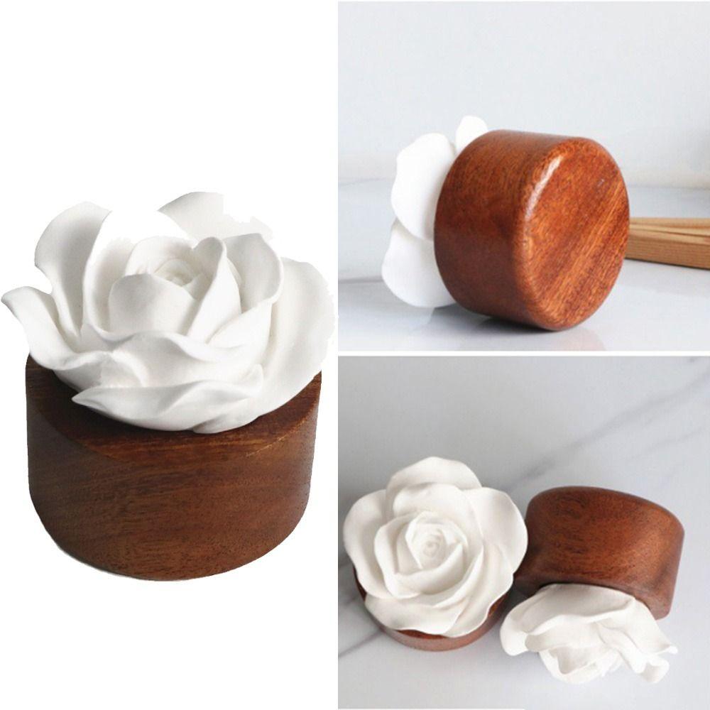 Handmade Flower Aromatherapy Diffuser Wooden Base Perfume Diffuser Stone  Room Decor