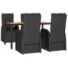 Vidaxl 5-Cz. Garden Furniture Set, Black, Poly Rattan and Acacia