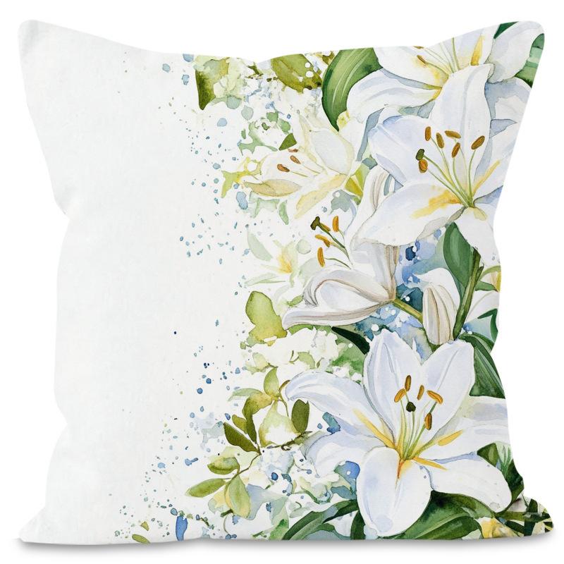

New Morning Glory Printed Pillow Cover Simple Home Sofa Cushion Cover Bedroom Decorative Cushion 45*45cm