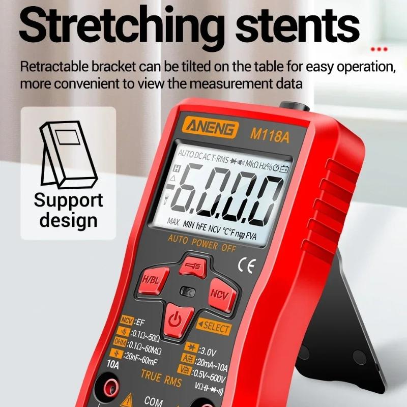 Multifunctional ANENG M118A Digital Multimeter + A3010 Tester Pen Kit True RMS 6000/4000 Counts Auto-Rang AC/DC Transistor Voltage Small Tester Tools