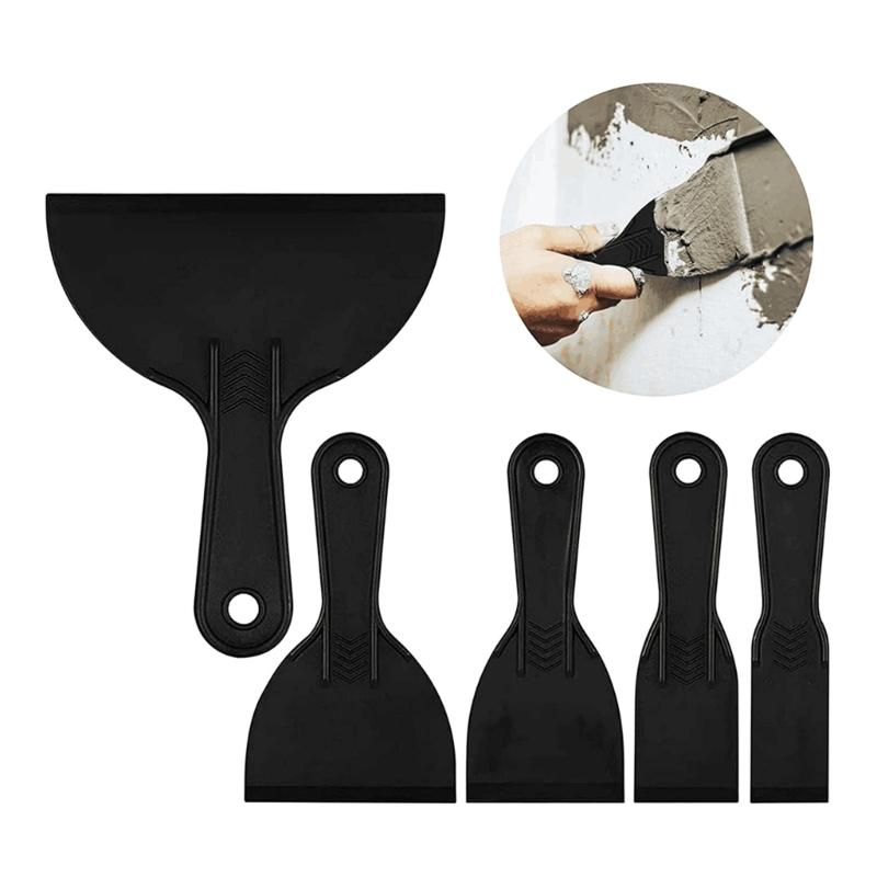 High-Quality Plastic Putty Knives Set 6Pieces Wall Putty Filler Spatula Scrapers for Patching, Smoothing, and Filling