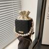 Premium Sense Small Bag Women's 2025 New Pumping Belt Bucket Bag Women's Leisure Chain Bag Beaded Shoulder Messenger Bag