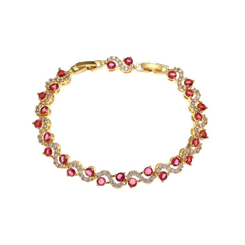 European & American Cross Inlaid Color Gem Bracelet - Luxurious Zirconia Crystal Jewelry for Women
