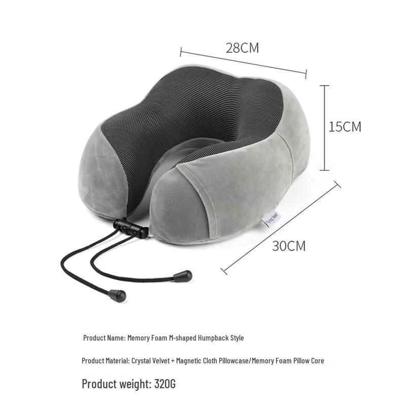 Cuscino Supporto Collo in Memory Foam Magnetico a Forma di Gobba di Cammello - Forma a U, Cuscino da Viaggio Portatile per la Protezione Cervicale