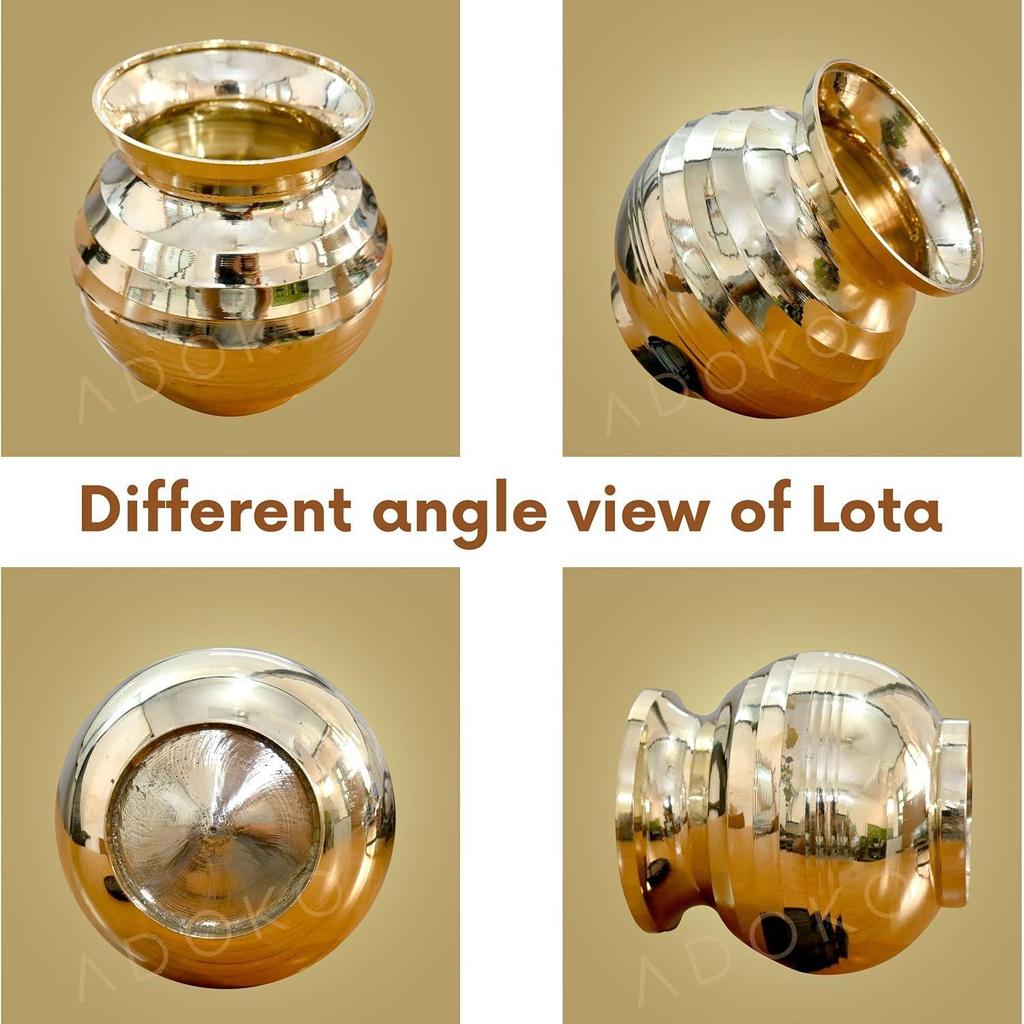 300ML Brass Shubh Lota for Puja | BPA-Free, Non-Toxic & Rust-Resistant, Ayurvedic Benefits Peetal Lota for Puja & Daily Use