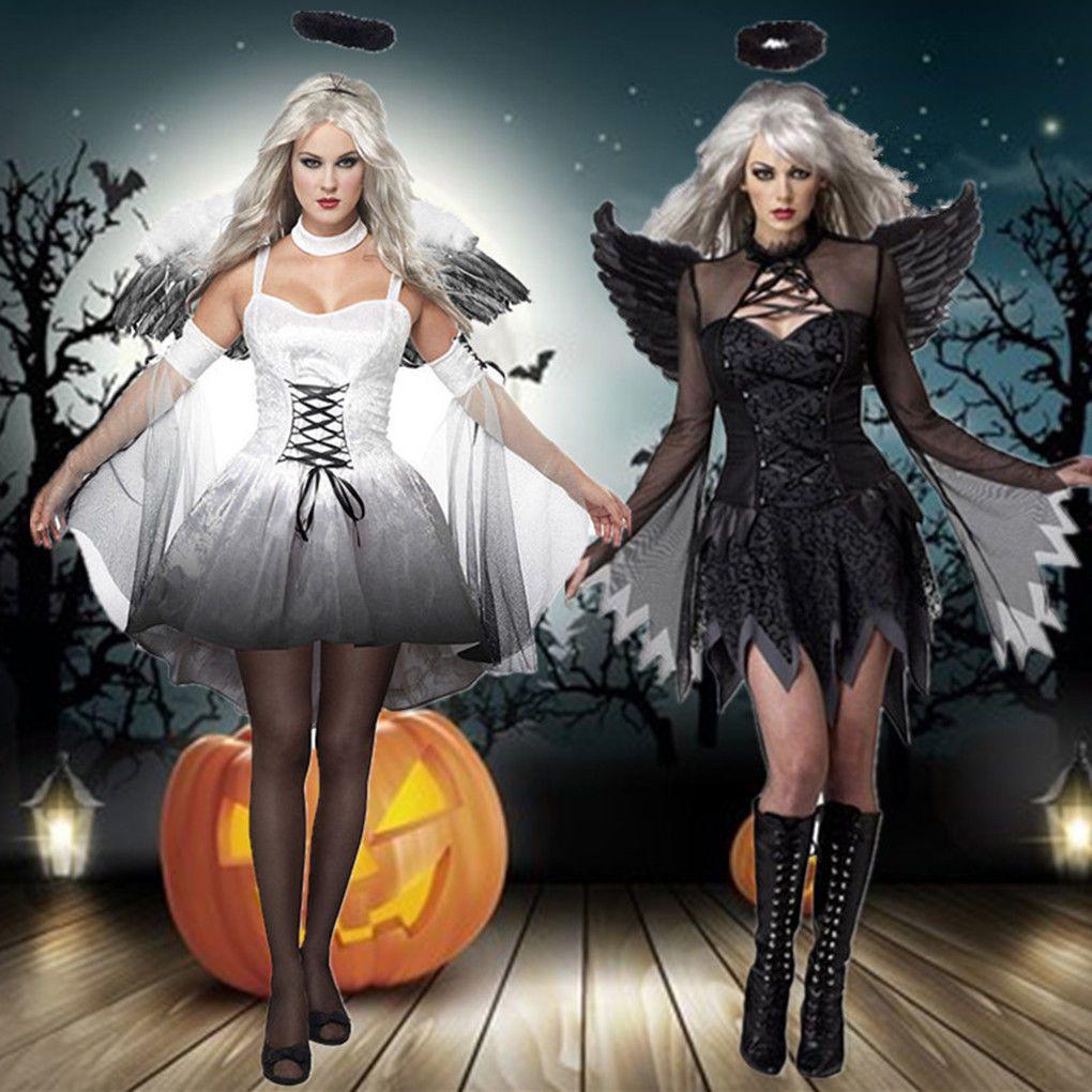 Buy Halloween Women's Dark Angel Devil Costume Fancy Dress Ghost