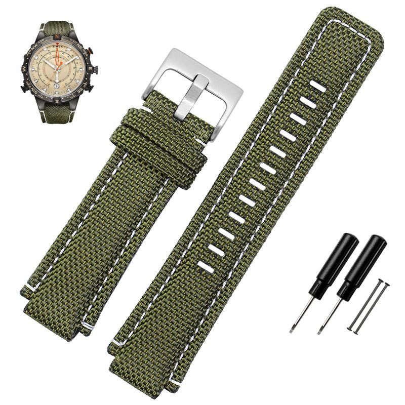 Pro hodinky TIMEX Řemínek TW2T76500 T2N721 T2N720 Sportovní Vysoce kvalitní Nylonové Plátno Řemínek na hodinky Pánské Tide Compass 24×16MM Náramek