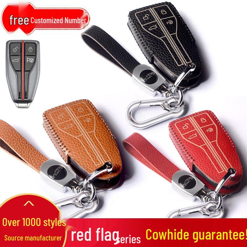 Cowhide Key Protector for Hongqi HS5/H7/EQM5/HS7/H9 Remote Keys.