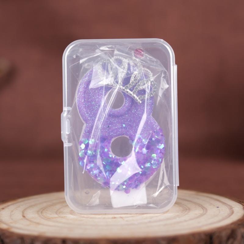 New 0-9 Number Birthday Candles Original Purple Sequined Crown Birthday Cake Digital Party Candle Decoration