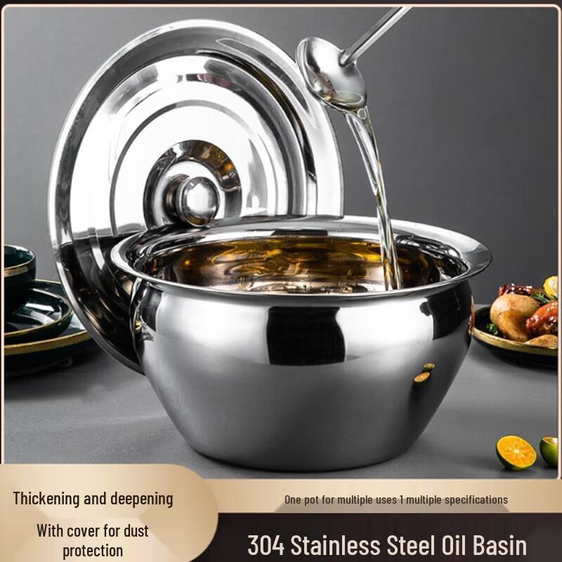 

Di Rui En 9-Inch Deep 304 Stainless Steel Lard Pot with Lid