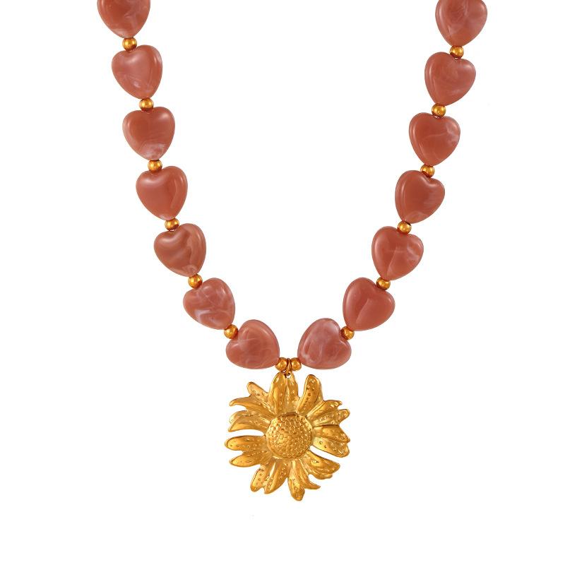 Asu Cross Heart Pendant Necklace Acrylic Stainless Steel Beaded Europe America Style New Fashion Women s Jewelry