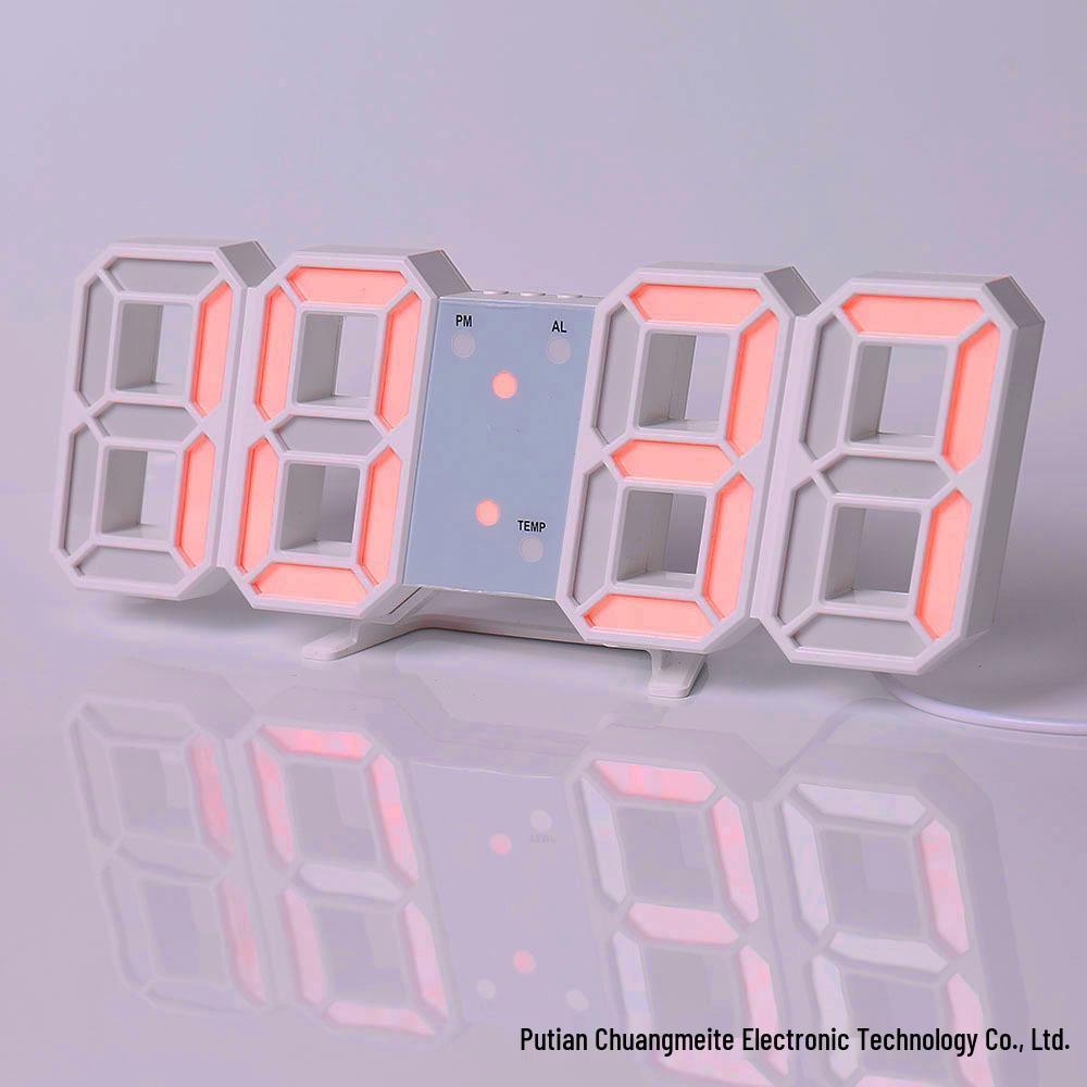3D LED Digital Clock with Alarm, Calendar, and Thermometer for Living Room Wall