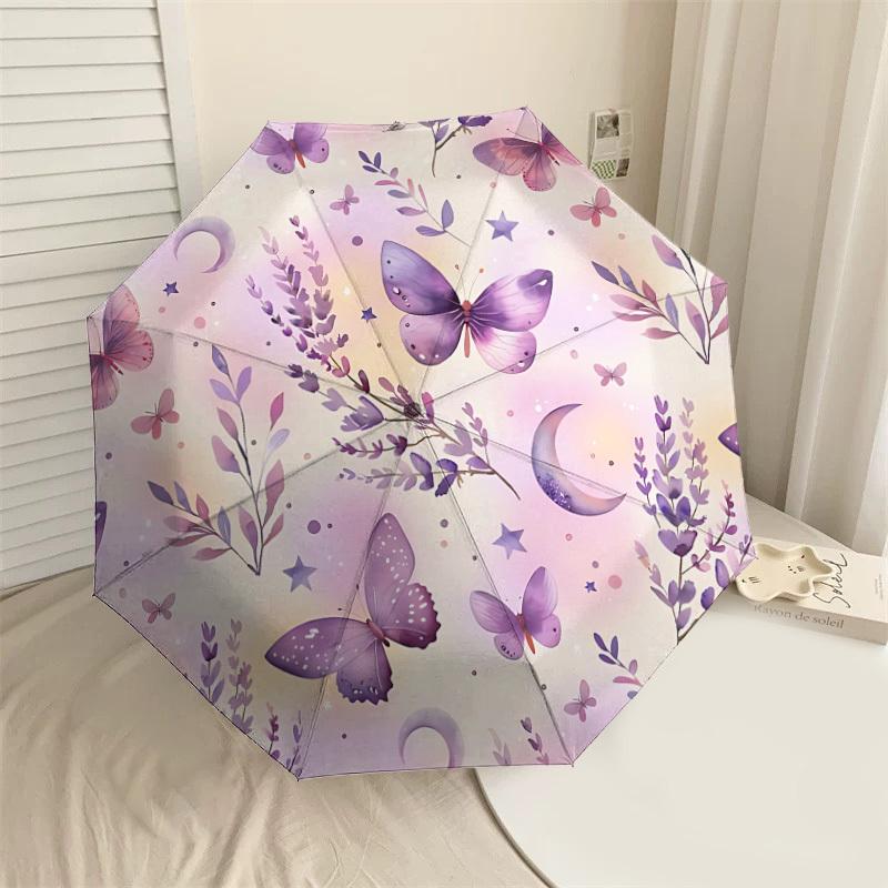 

1PC Butterfly Flowers Umbrella-8-Rib Reinforced, Automatic Open, Lightweight & Durable, Fashion Accessory for Outdoor, J0367